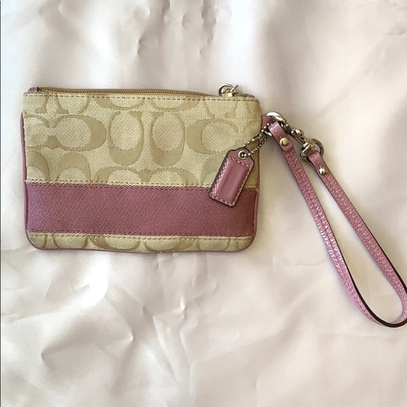 Coach Handbags - Coach Canvas Purple Wristlet
